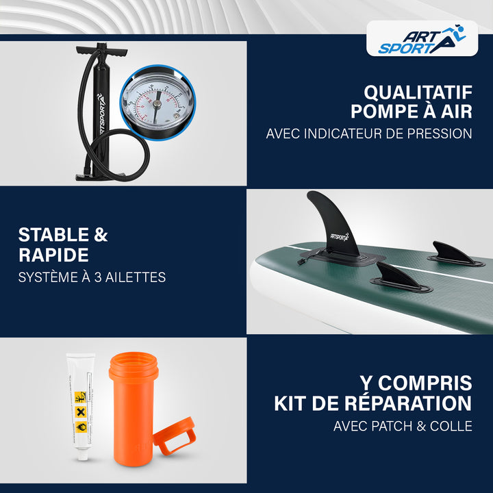 Stand up paddle gonflable – set complet avec sac et accessoires