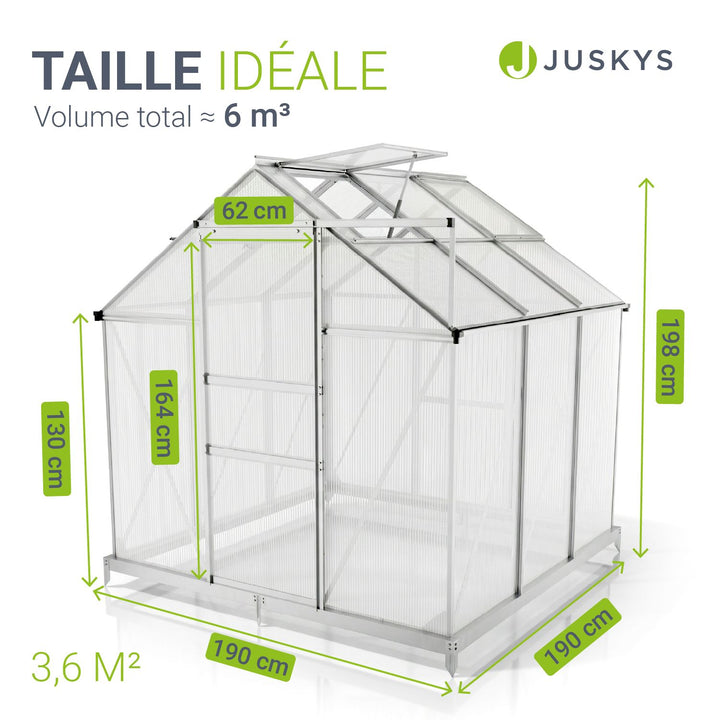 Serre en aluminium avec fondation