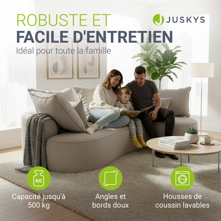Canapé Tirano avec pouf et coussins décoratifs