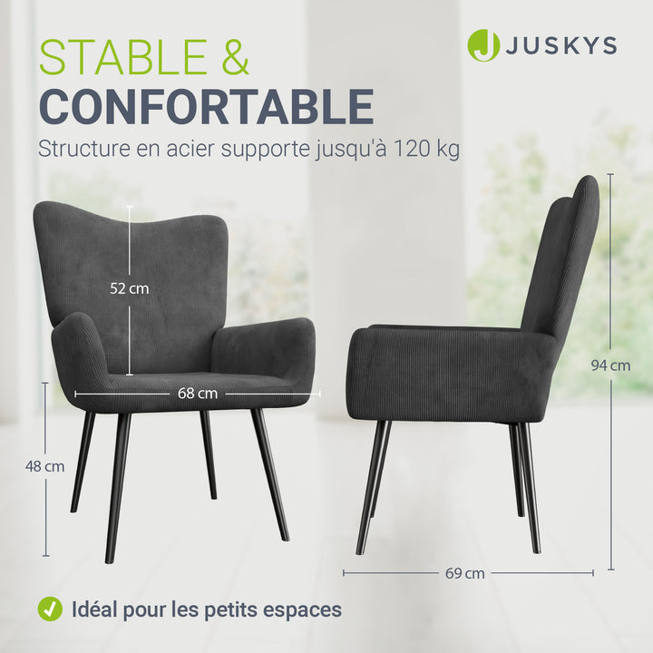 Fauteuil à oreilles avec tabouret Odense en option