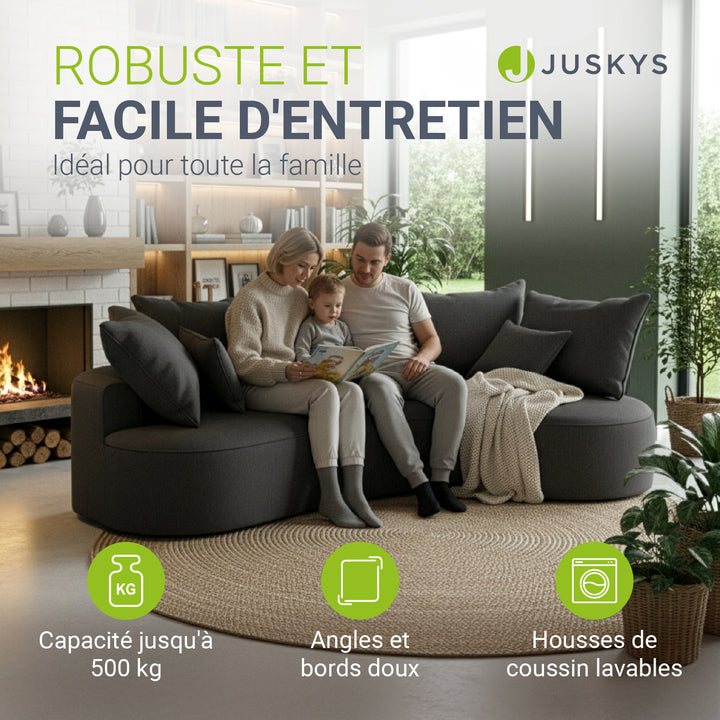 Canapé Tirano avec pouf et coussins décoratifs