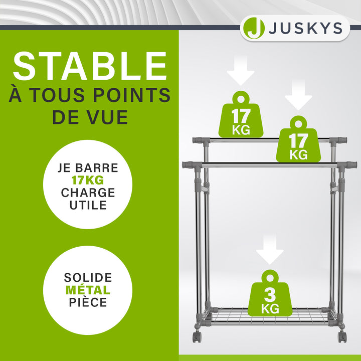 Portant à vêtements en métal sur roulettes