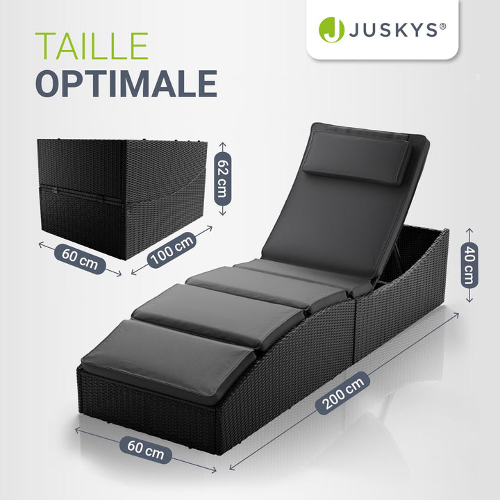 Chaise longue pliable en polyrotin Lamia