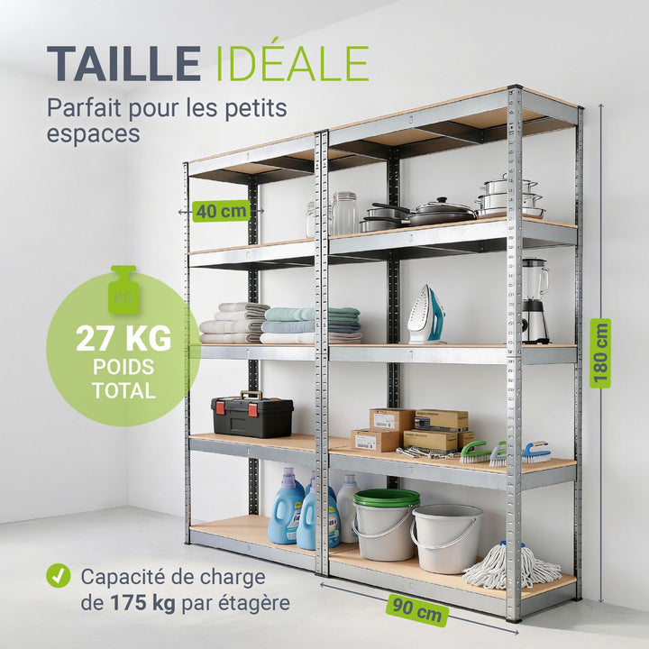 Ensemble de 2 à 8 étagères de rangement de base 180 x 90 x 40 cm