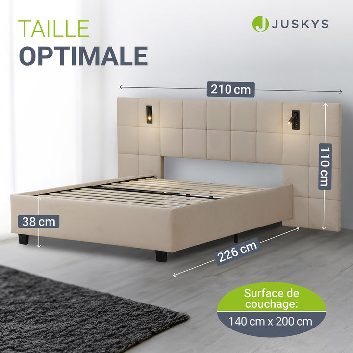 Lit tapissé de velours Luzano