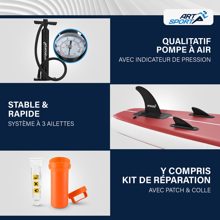 Stand up paddle gonflable – set complet avec sac et accessoires
