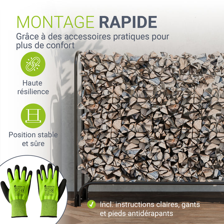 Râtelier à bûches extérieur avec couvercle