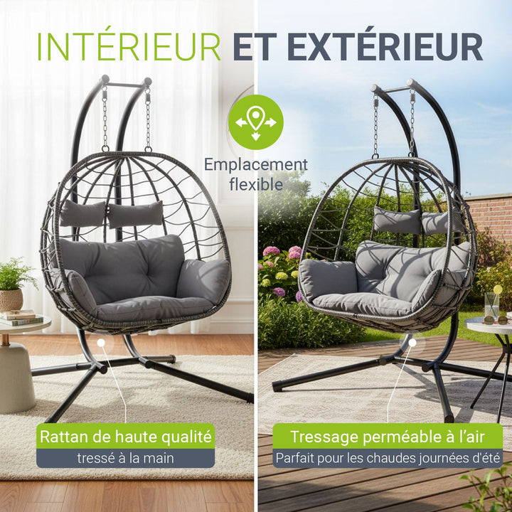 Fauteuil suspendu double en polyrotin Aria
