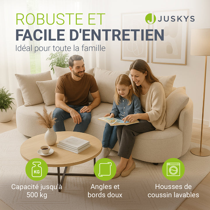 Canapé Tirano avec pouf et coussins décoratifs