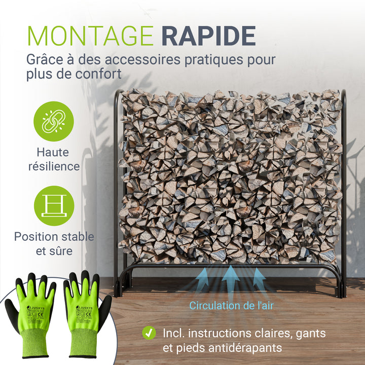 Râtelier à bûches extérieur avec couvercle