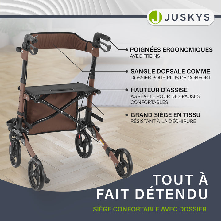 Déambulateur en aluminium Vital – pliable, avec siège et sac à provisions – jusqu'à 130 kg
