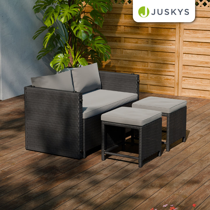 Mobilier de jardin 2 en 1 en polyrotin Jamaica
