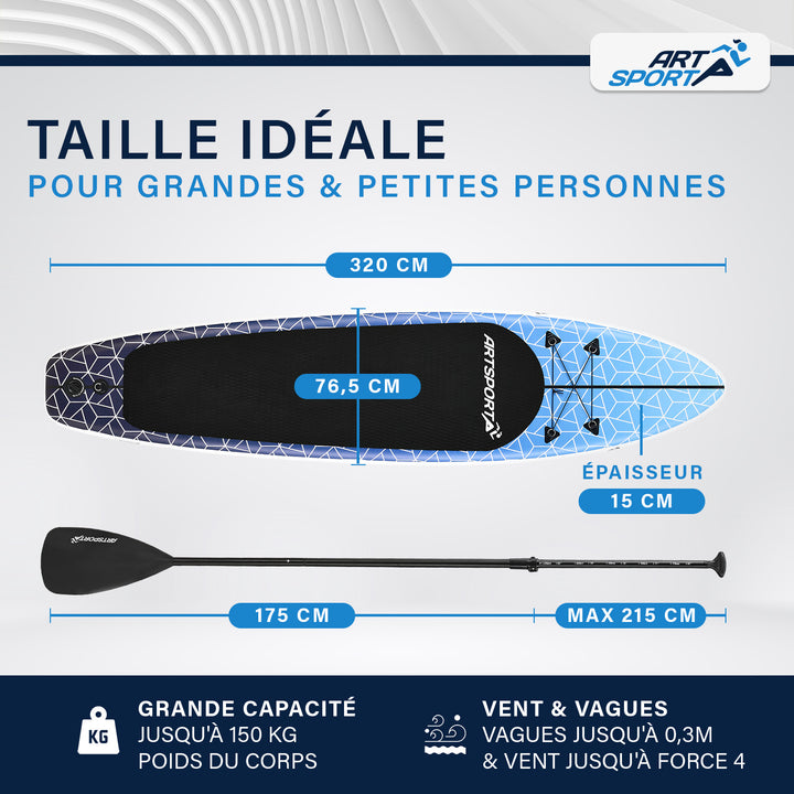 Stand up paddle gonflable – set complet avec sac et accessoires