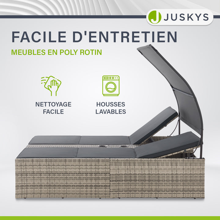 Chaise longue double en polyrotin Syros