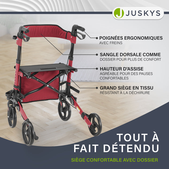 Déambulateur en aluminium Vital – pliable, avec siège et sac à provisions – jusqu'à 130 kg