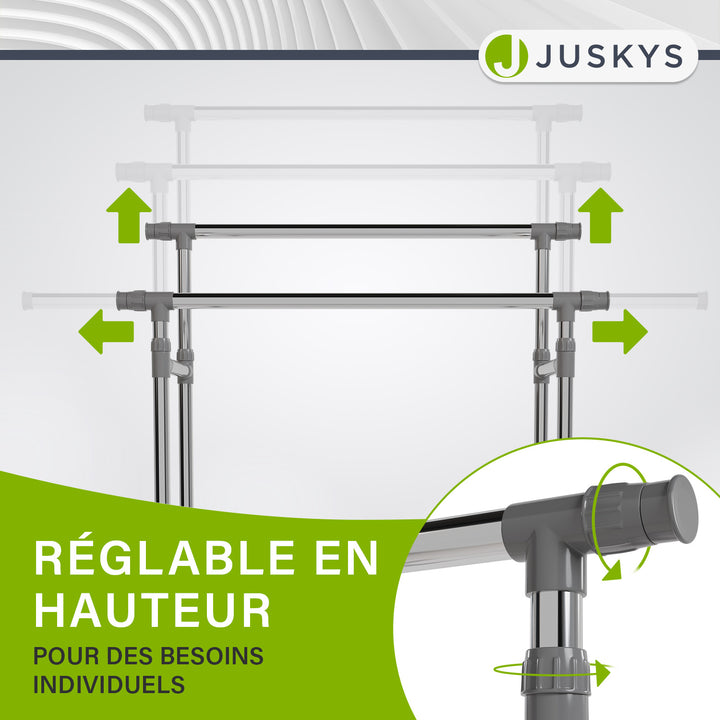 Portant à vêtements en métal sur roulettes