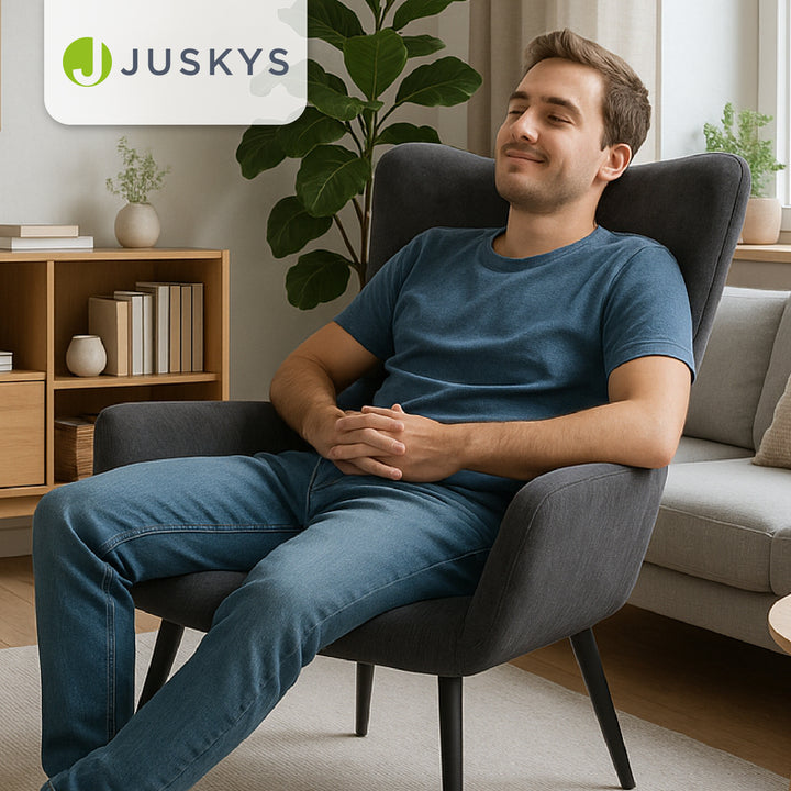 Fauteuil à oreilles avec tabouret Odense en option
