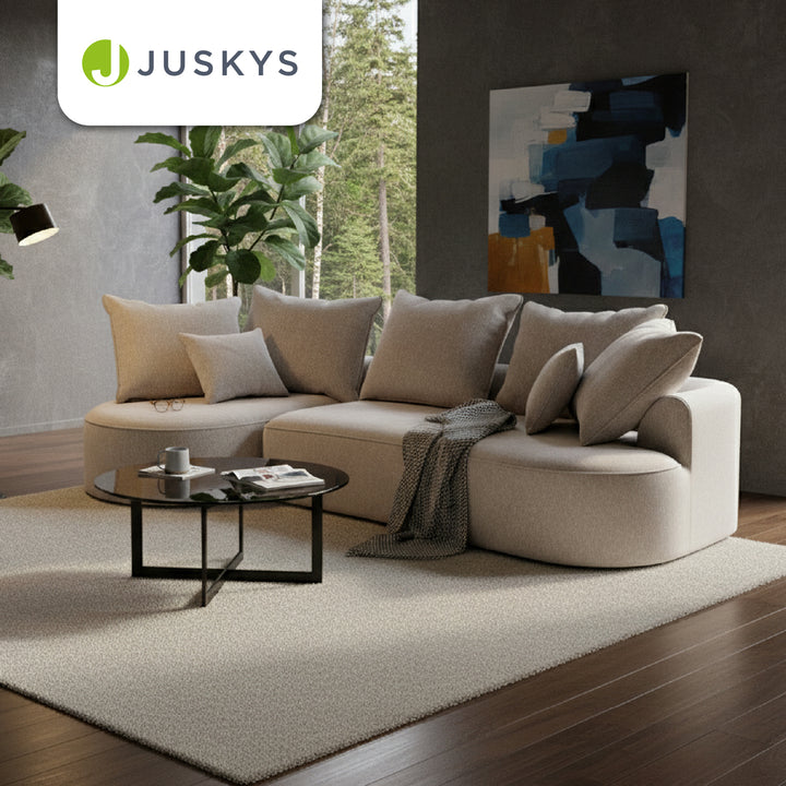 Canapé Tirano avec pouf et coussins décoratifs
