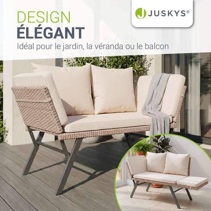 Banc multifonction en polyrotin Calvia Noir/Gris/Crème
