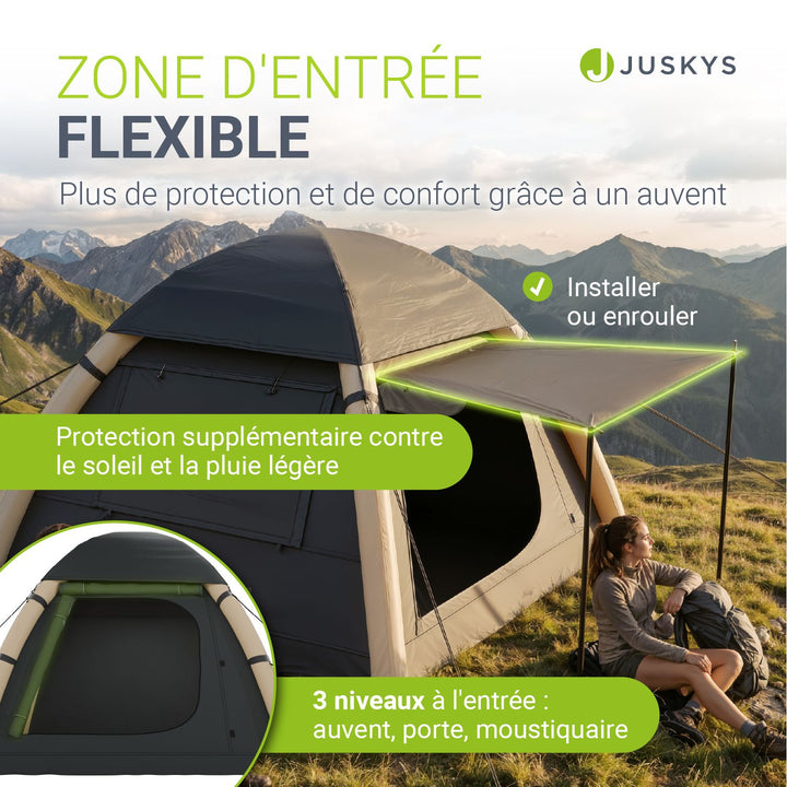 Tente gonflable avec accessoires pour 1 à 4 personnes