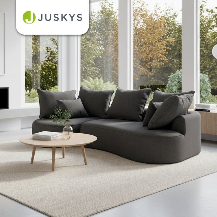 Canapé Tirano avec pouf et coussins décoratifs
