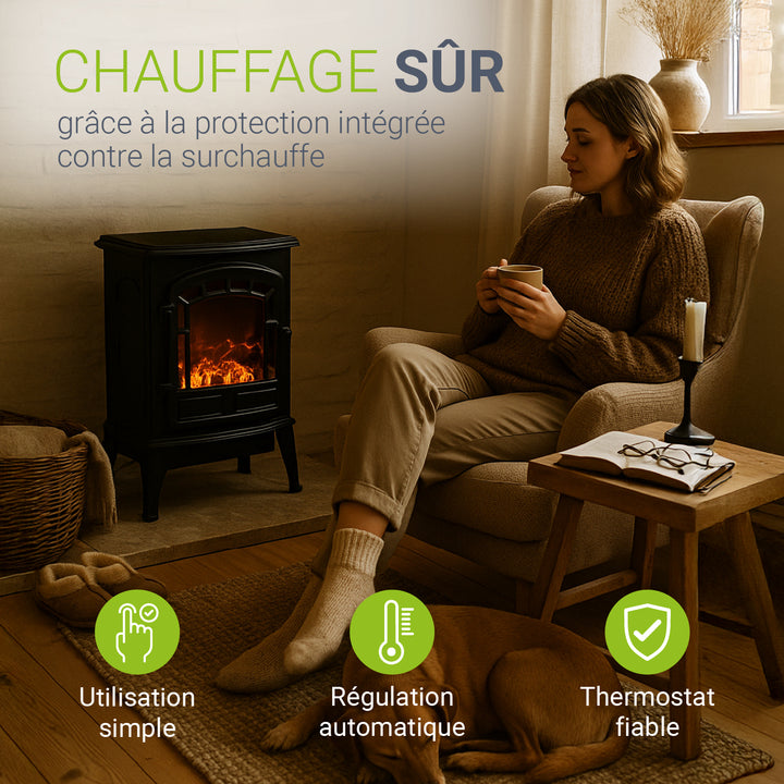 Cheminée électrique 2000W avec effet de flammes