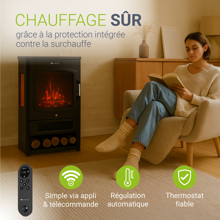 Poêle électrique 1800W avec effet de flammes