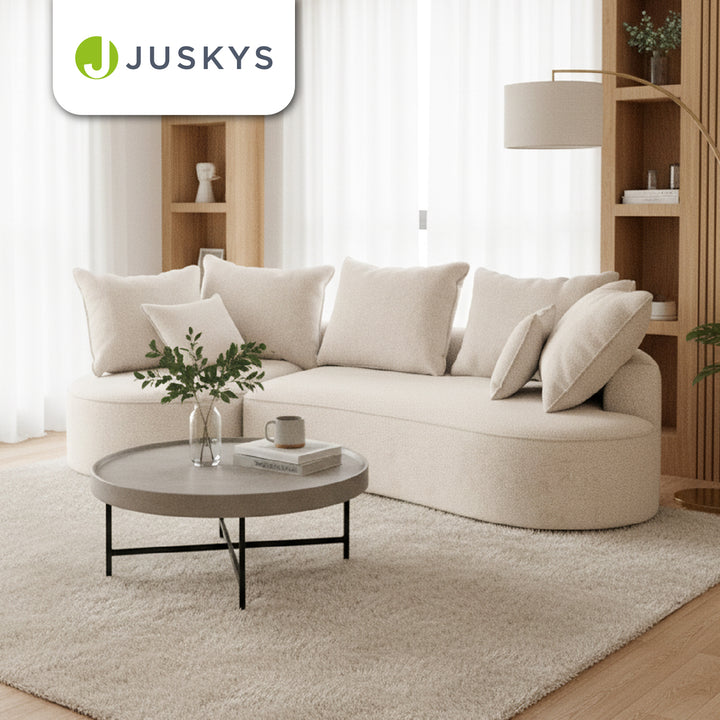 Canapé Tirano avec pouf et coussins décoratifs