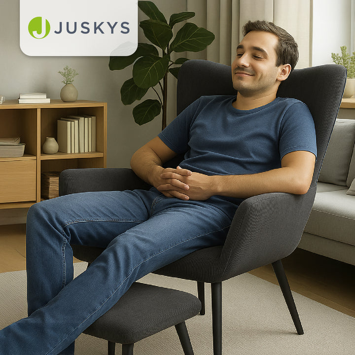 Fauteuil à oreilles avec tabouret Odense en option