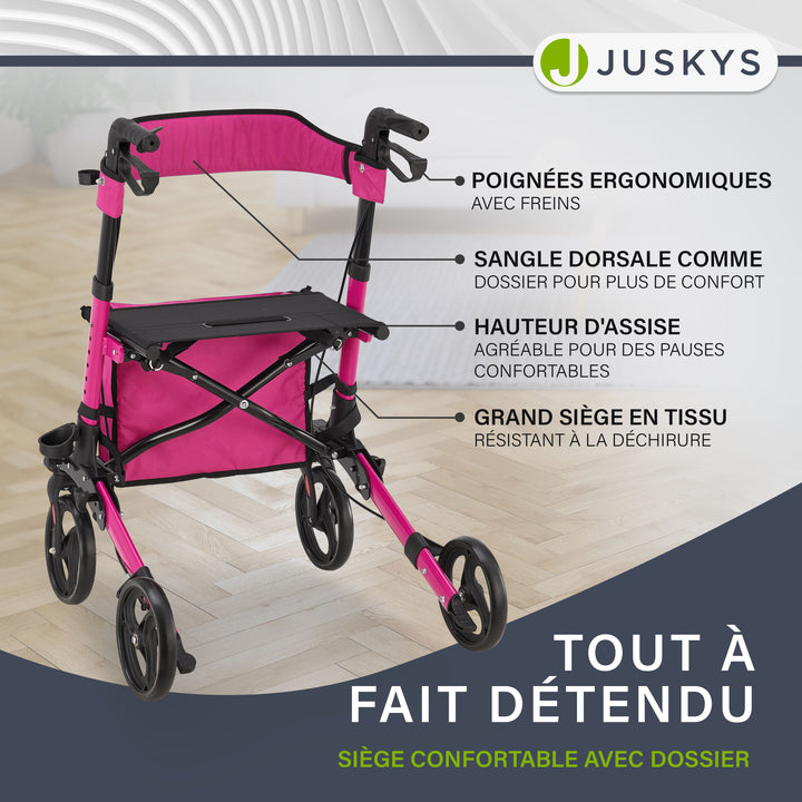Déambulateur en aluminium Vital – pliable, avec siège et sac à provisions – jusqu'à 130 kg