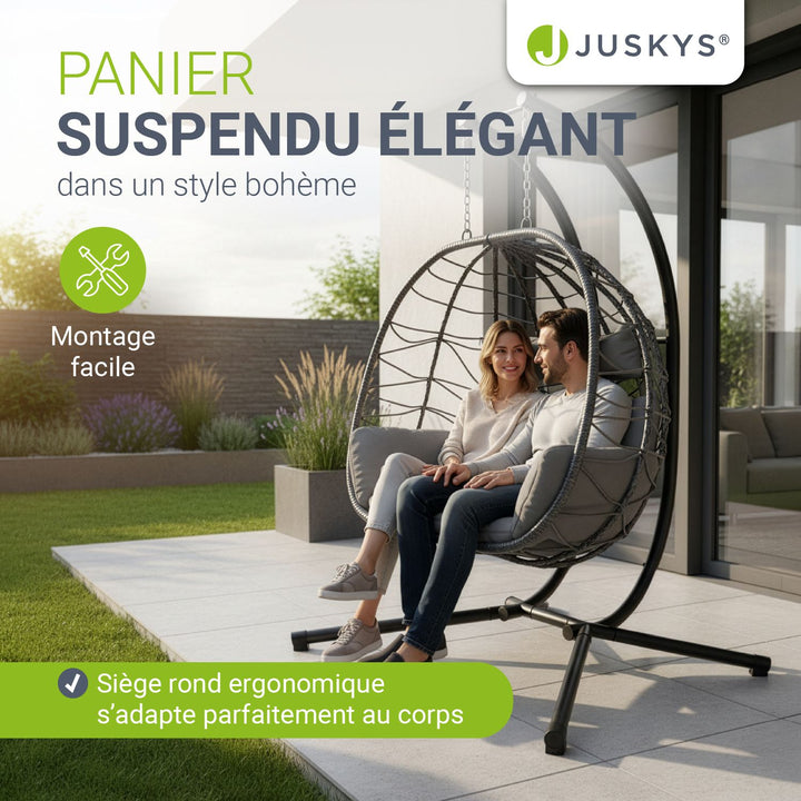 Fauteuil suspendu double en polyrotin Aria