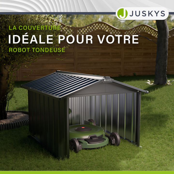 Garage pour tondeuse robotisée avec toit en pente