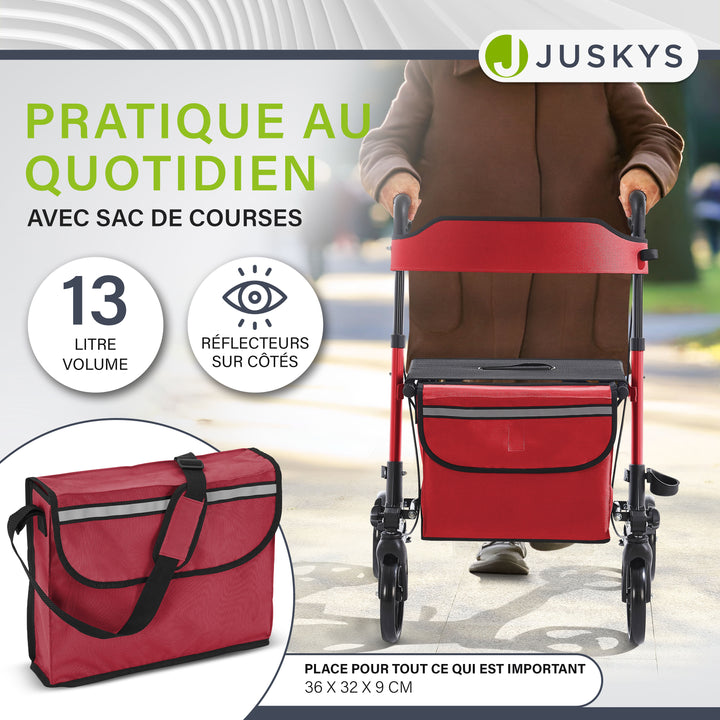 Déambulateur en aluminium Vital – pliable, avec siège et sac à provisions – jusqu'à 130 kg