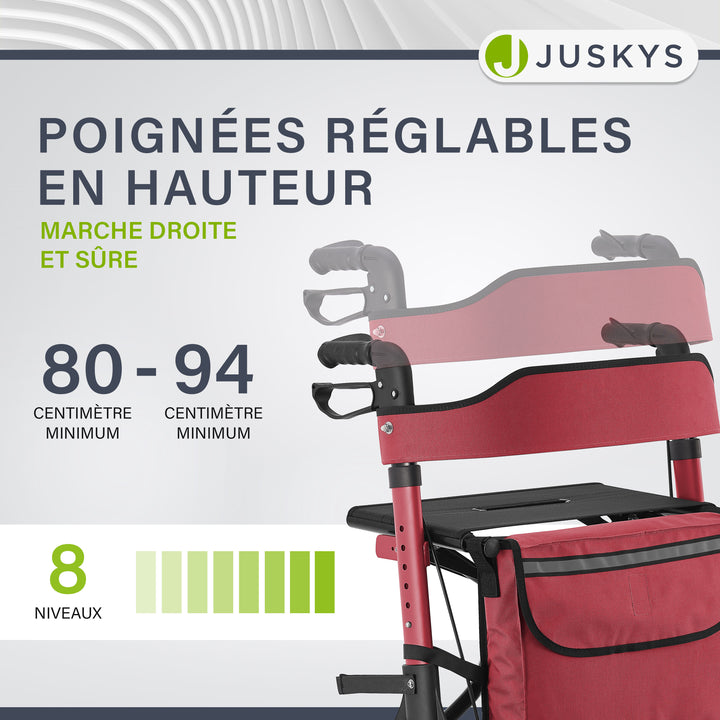 Déambulateur en aluminium Vital – pliable, avec siège et sac à provisions – jusqu'à 130 kg