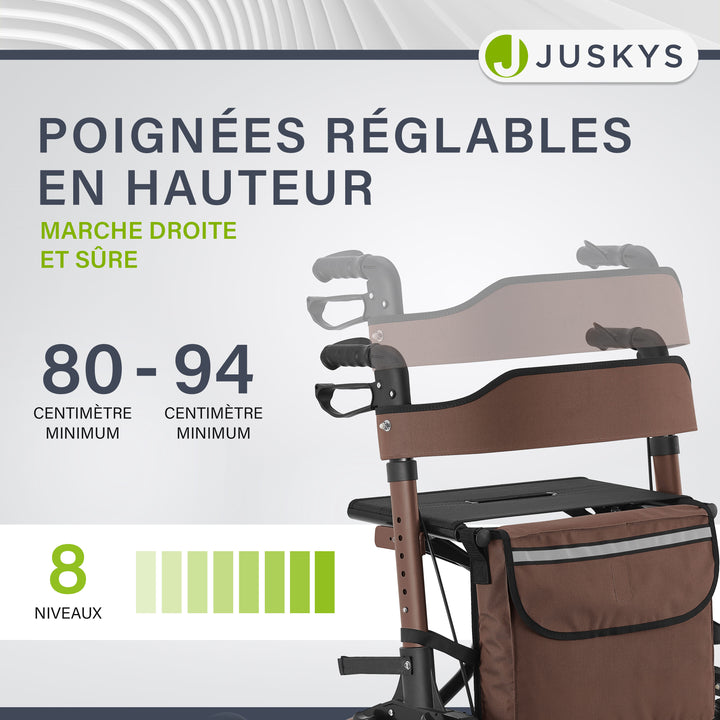 Déambulateur en aluminium Vital – pliable, avec siège et sac à provisions – jusqu'à 130 kg
