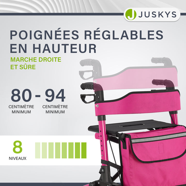 Déambulateur en aluminium Vital – pliable, avec siège et sac à provisions – jusqu'à 130 kg