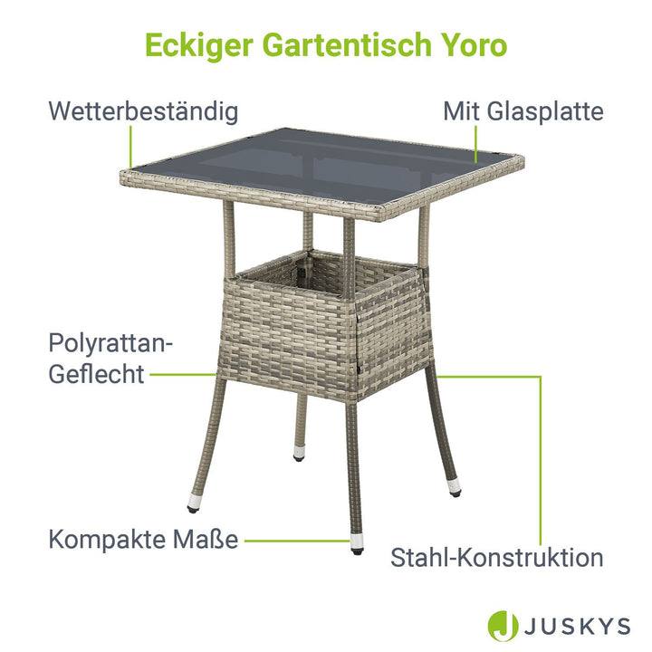 Eckiger Polyrattan Gartentisch Yoro