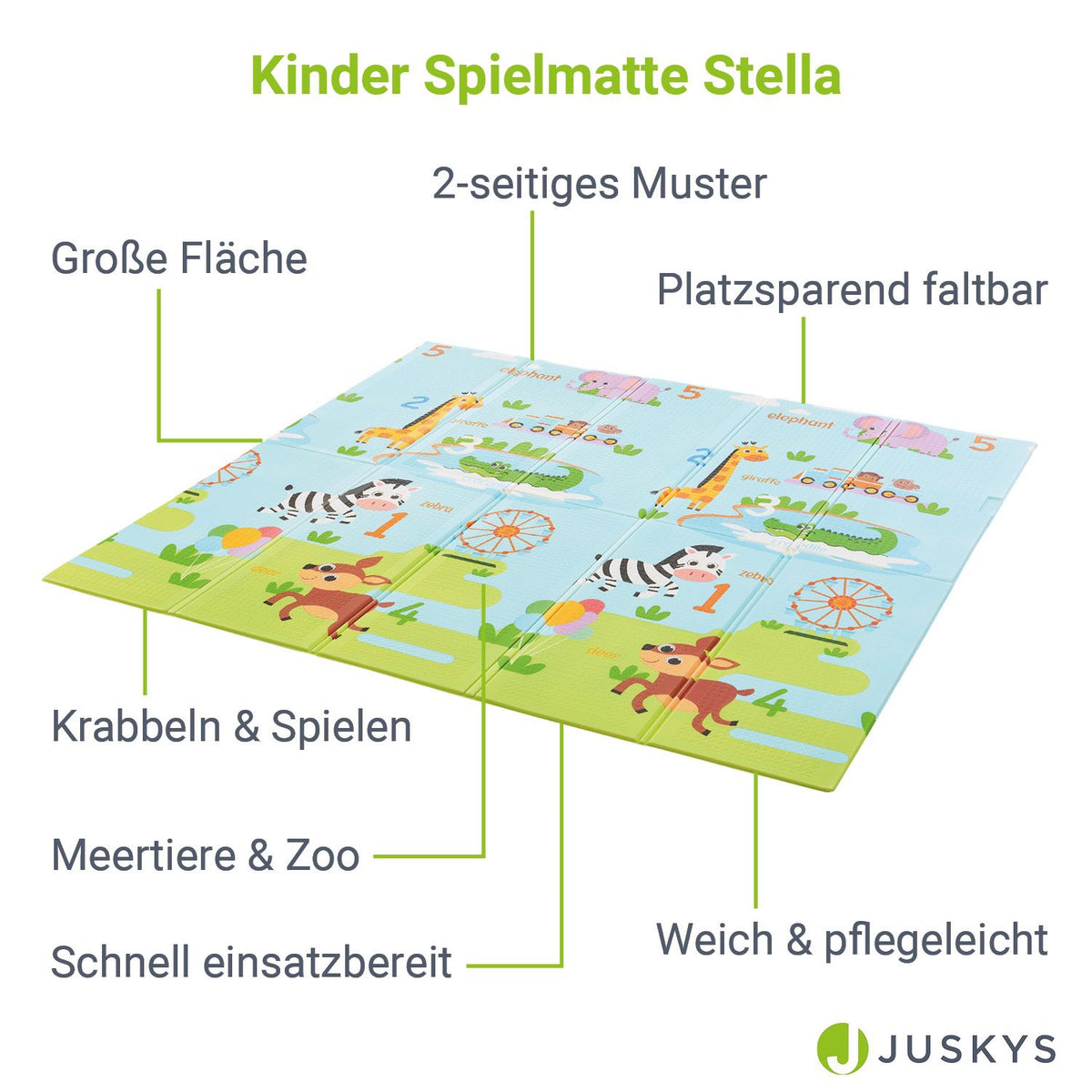 Tapis de jeu 180 x 200 cm avec divers motifs d'animaux