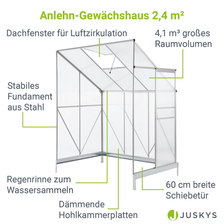 Aluminium Gewächshaus mit Fundament