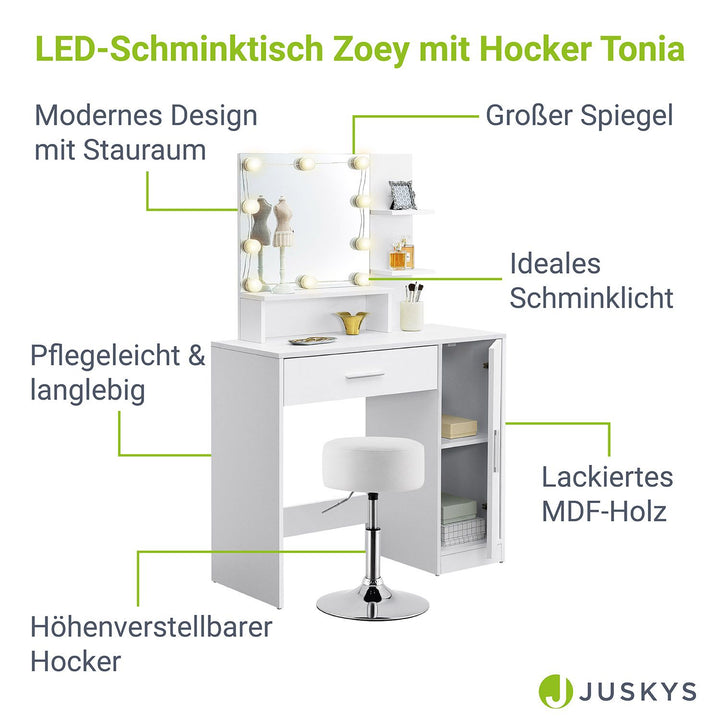 Schminktisch Zoey mit Hocker Tonia