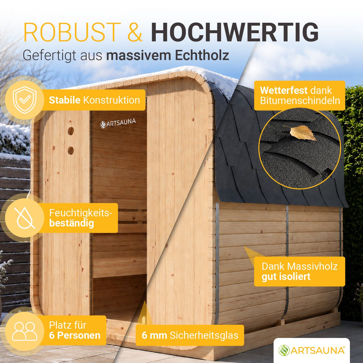 Fasssauna quadratisch Nolvik