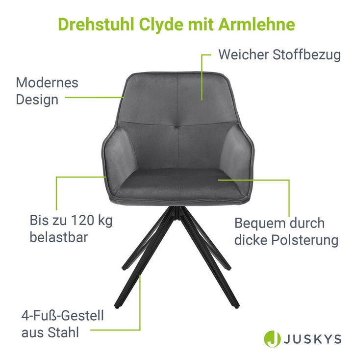 Esszimmerstuhl drehbar mit Samt Clyde
