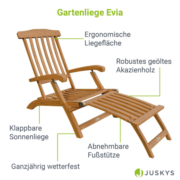Bain de soleil de jardin résistant aux intempéries en bois huilé