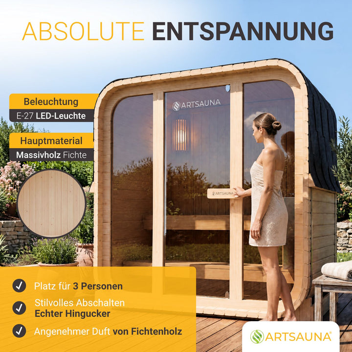 Sauna tonneau cubique Fjora M