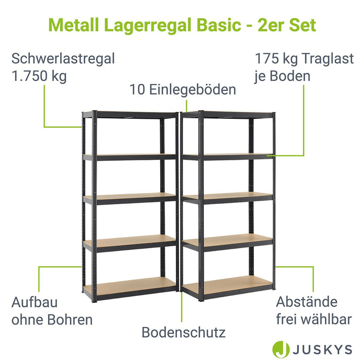 Lagerregal Basic 2er bis 8er Set 180 x 90 x 40 cm