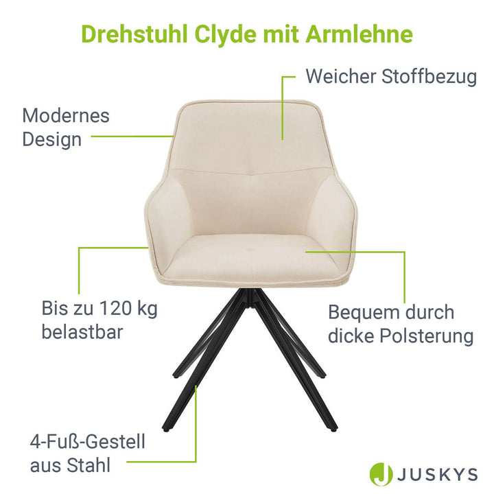 Esszimmerstuhl drehbar mit Samt Clyde