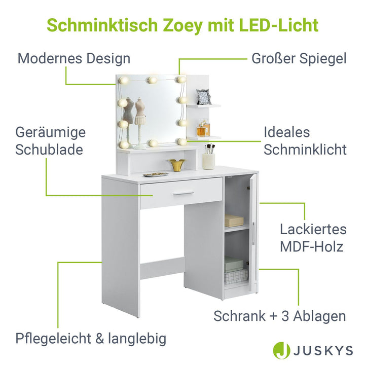 Schminktisch Zoey mit LED Beleuchtung