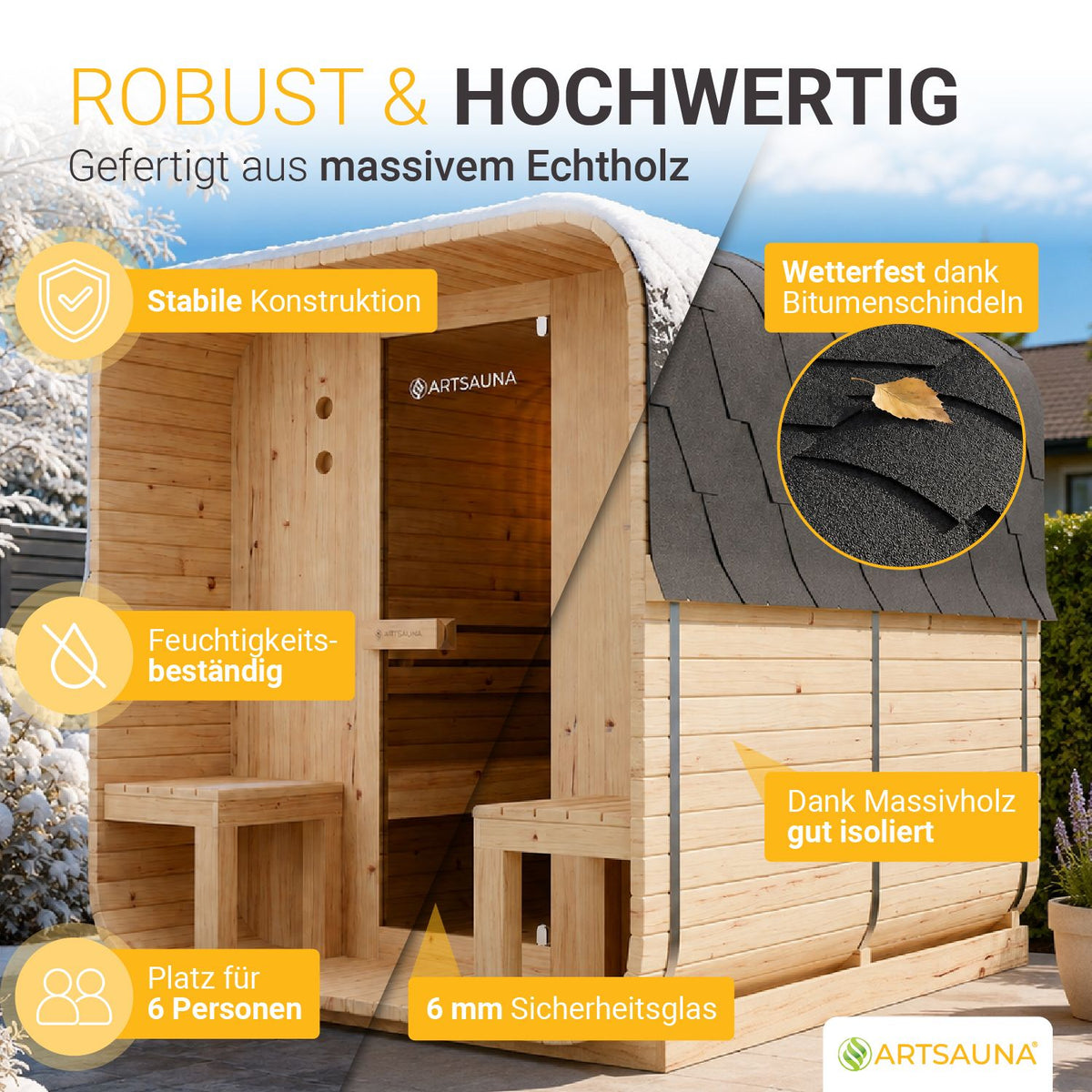 Fasssauna quadratisch Nolvik