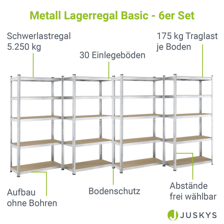 Lagerregal Basic 2er bis 8er Set 180 x 90 x 40 cm