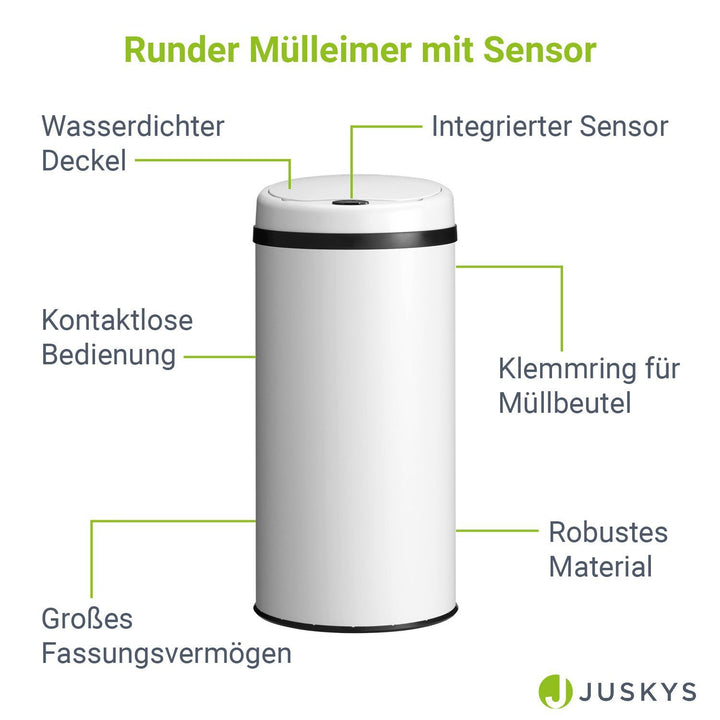 Runder Mülleimer mit Sensor